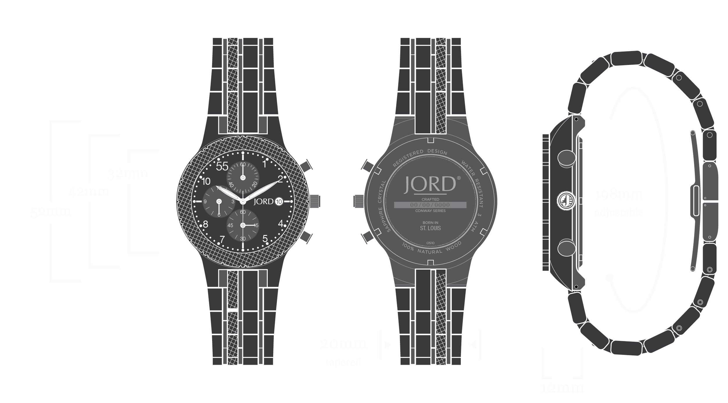 Conway - Kosso & Midnight Blue Watch Diagram